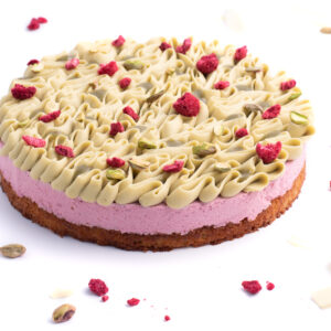 Malinovo-pistáciový dort